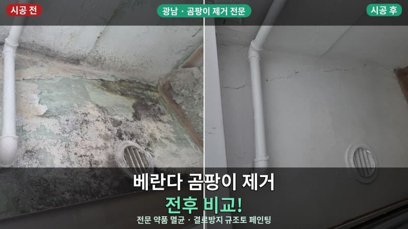 베란다 곰팡이 제거 시공 후기|결로로 부풀어 오른 페인트, 재발 방지까지 확실하게