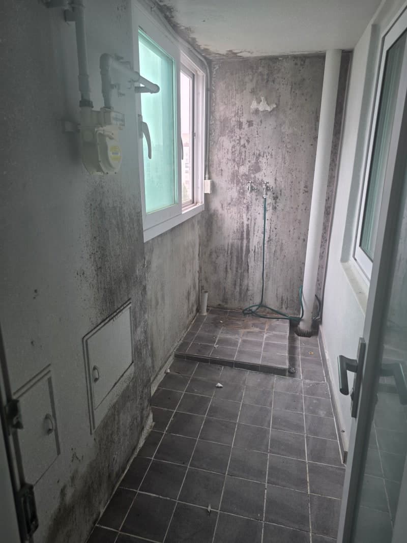베란다 곰팡이 제거ㅣ결로 때문에 심하게 번진 베란다 곰팡이 시공 사례 현장 사진